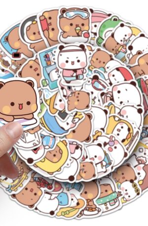 Home cartoon stickers(yier & bubu), 60pcs unique no repeat designs removable reusable decals